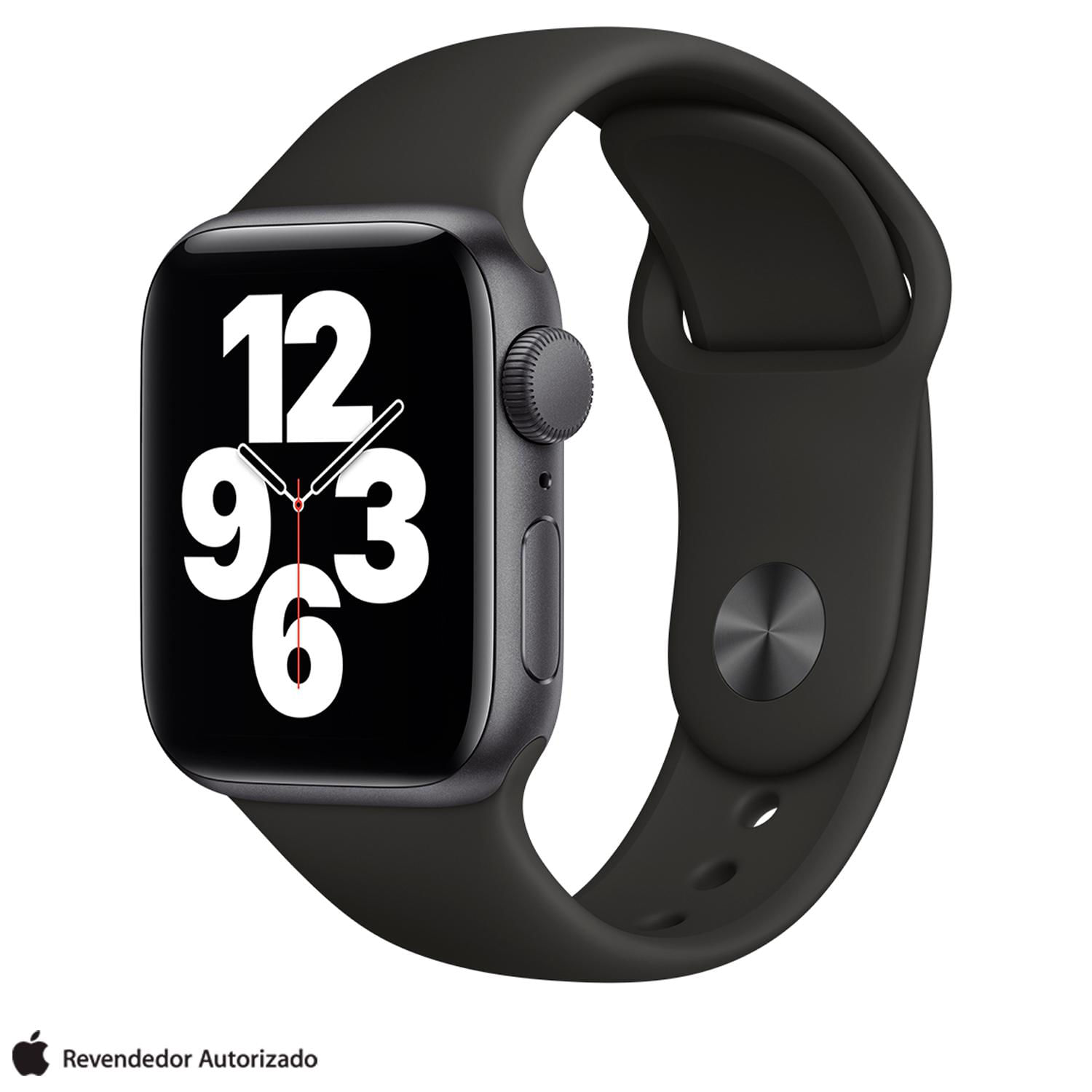 Apple Watch SE (GPS, 40mm) Caixa de Alumínio cinza espacial Pulseira preta  | FastShop