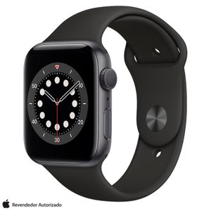 Apple Watch Series 6 Cinza, 44mm, GPS, com Pulseira Esportiva Preta