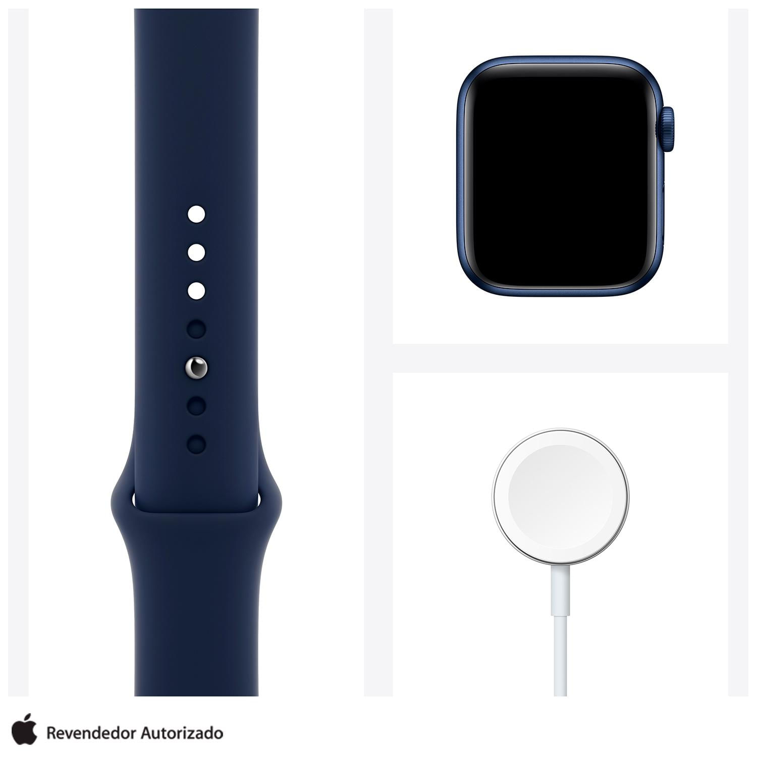 Apple Watch Series 6 Azul, 40mm, GPS, com Pulseira Esportiva Azul Marinho | FastShop Apple Watch Series 6 Azul, 40mm, GPS, com Pulseira Esportiva Azul Marinho | FastShop