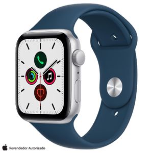 Apple Watch SE (GPS, 44mm) Caixa de Alumínio Prateada Pulseira Azul-Abissal