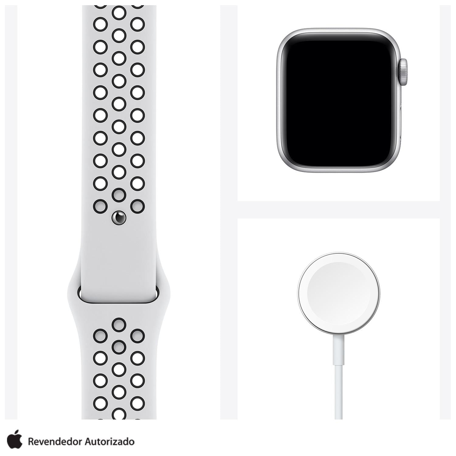 Apple Watch SE Nike Prata, 40mm, GPS, com Pulseira Esportiva