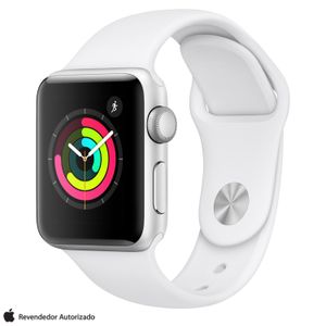 Apple Watch Series 3 (GPS, 38mm) prateado de alumínio com pulseira esportiva branca