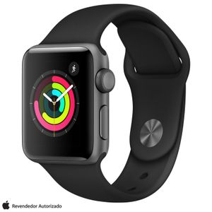 Apple Watch Series 3 (GPS, 38mm) Caixa de Alumínio Cinza Espacial Pulseira Esportiva Preta