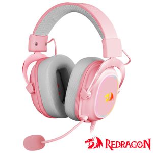 Headset Gamer Zeus X RGB Redragon Branco e Rosa - H510RGB