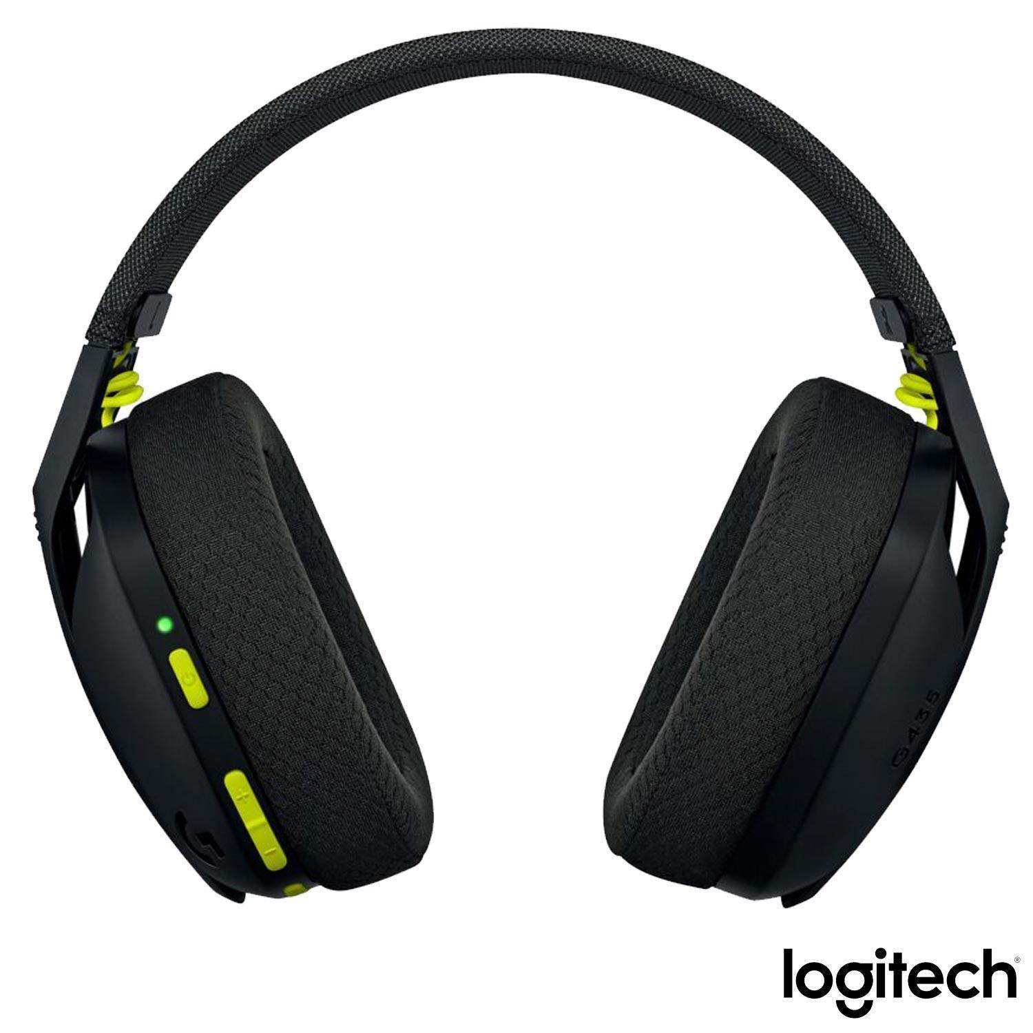 Headset Gamer Sem Fio Logitech G435 Black and Neon Yellow - 981-001049