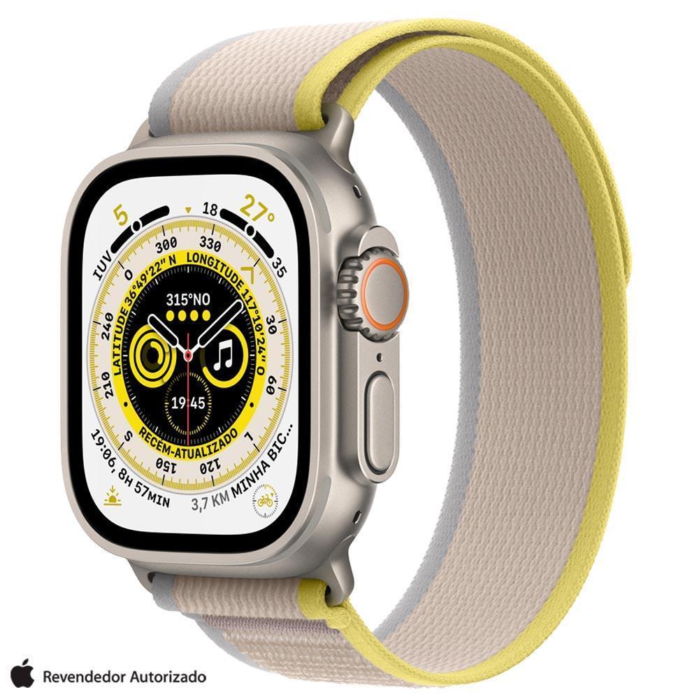 Apple Watch Ultra (GPS+Cellular 49mm) Caixa de Titânio com Pulseira Loop  Trail Amarela e Bege M/G | FastShop