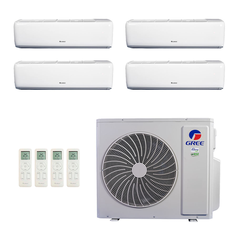 Ar Condicionado Multisplit Quad 51000 Btu(3x9000+24000) Quente/frio - Inverter - Gree - 220v - Gwh(24)ate-d6dna1a Gwh(09)atb-d6dna1a /