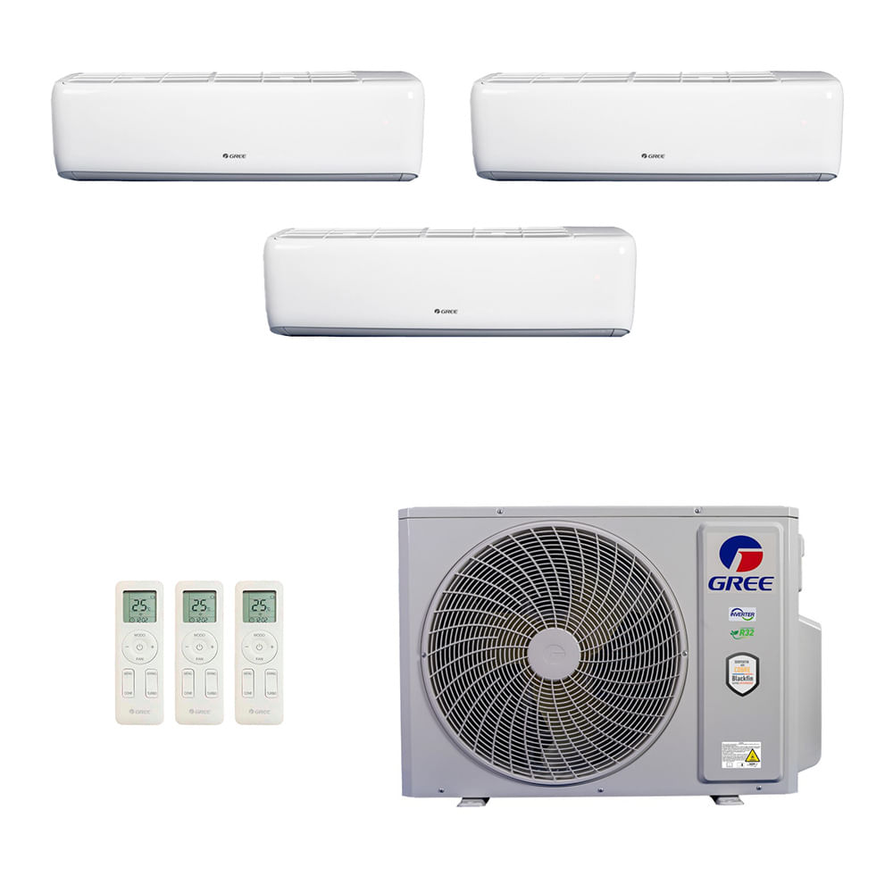 Ar Condicionado Multisplit Tri 48000 Btu(2x12000+24000) Quente/frio - Inverter - Gree - 220v - Gwh(24)ace-d6dna1b Gwh(12)acc-d6dna1a /