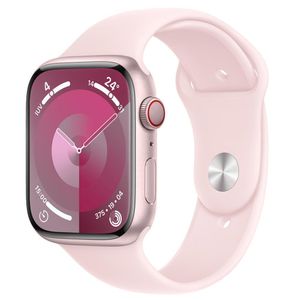 Apple Watch Series 9 (GPS+Cellular 45 mm) Caixa Rosa de Alumínio Pulseira Esportiva Rosa Clara - M/G