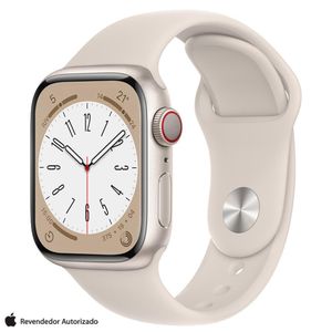 Apple Watch Series 8 (GPS + Cellular 45 mm) Caixa de Alumínio Estelar, Pulseira Esportiva Estelar