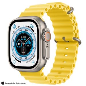 Apple Watch Ultra (GPS + Cellular 49mm) Caixa de Titânio,  Pulseira Oceano Amarela