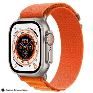 Apple Watch Ultra (GPS + Cellular 49mm) Caixa de Titânio, Pulseira Loop Alpina Laranja P