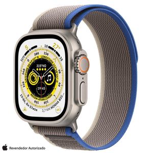 Apple Watch Ultra (GPS + Cellular 49mm) Caixa de Titânio, Pulseira Loop Trail Azul e Cinza P/M