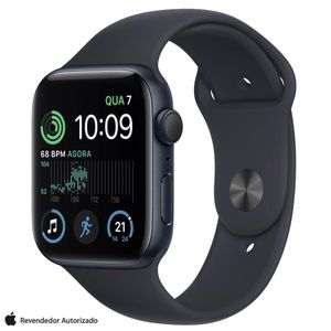 Apple Watch SE 2° geração (GPS 44 mm) Caixa meia-noite de alumínio, Pulseira esportiva Meia-noite