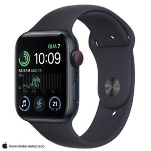 Apple Watch SE 2° geração (GPS+Cellular 44 mm) Caixa meia-noite de alumínio, Pulseira esportiva Meia-noite