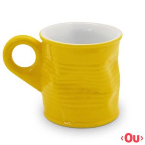 Caneca Lata Amassada Mondoceram Gourmet em Cerâmica 70ml Amarela ? 080172