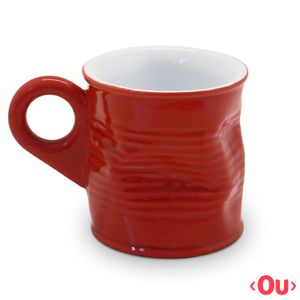 Caneca Lata Amassada Mondoceram Gourmet em Cerâmica 70ml Vermelha ? 080175