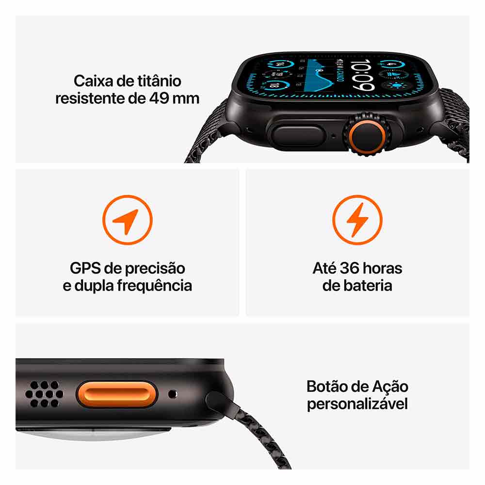 Apple Watch Ultra 2 (GPS + Cellular 49mm) Caixa Preta de Titânio