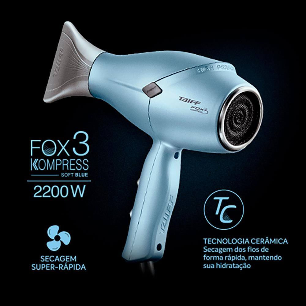 Secador de Cabelos Taiff Fox 3 Kompress Blue 2200W - Azul | Fastshop