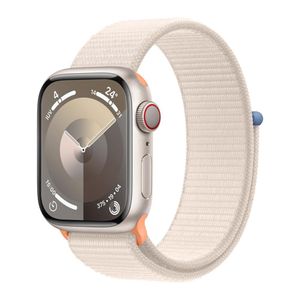 Apple Watch Series 9 (GPS + Cellular 41 mm) Caixa de Alumínio Estelar, Pulseira Loop Esportiva Estelar