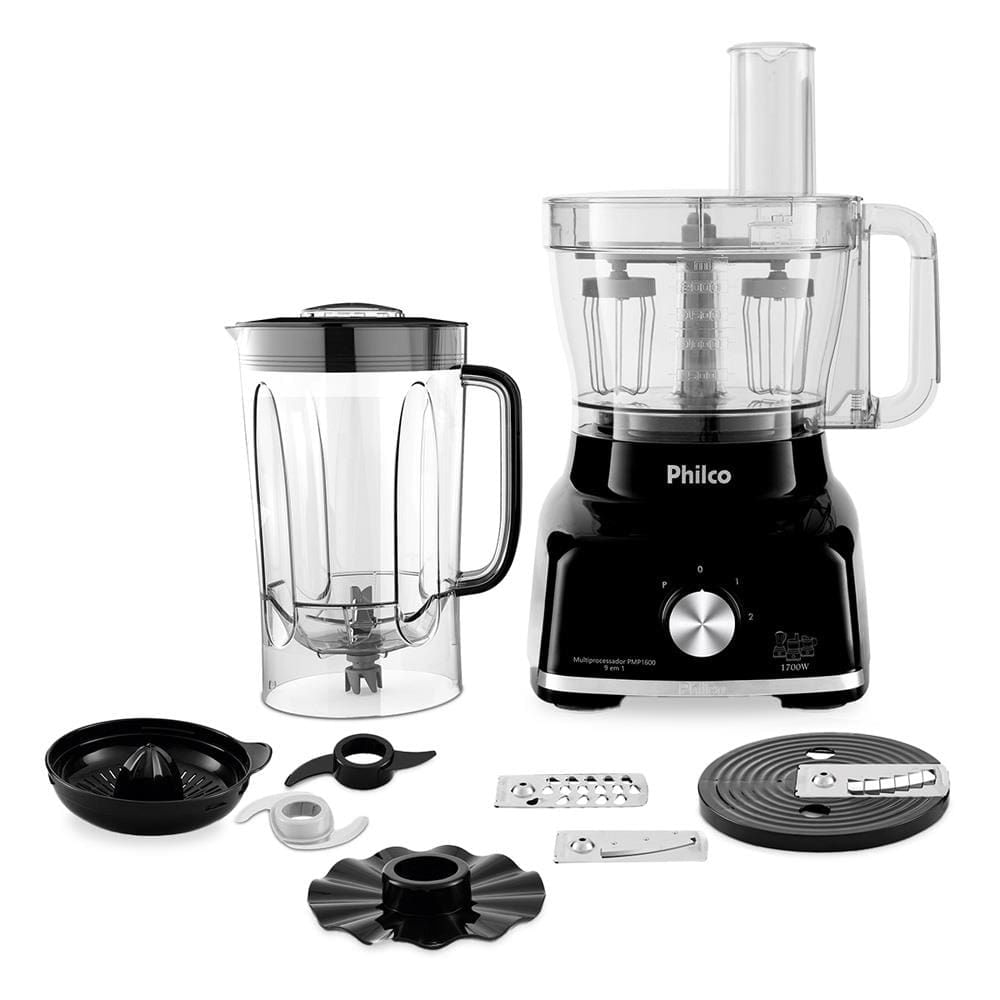 Multiprocessador de Alimentos Philco PMP1600P 9 em 1 com 2 Velocidades + Pulsar 1700W – Preto Preto / 110