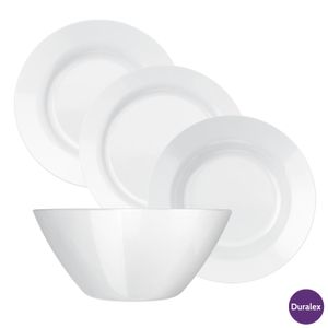 Aparelho de Jantar 16 Peças em Vidro Sodacal Menu Branco - Duralex