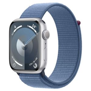 Apple Watch Series 9 (GPS 45 mm) Caixa Prateada de Alumínio com Pulseira Loop Esportiva Azul-inverno