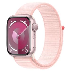 Apple Watch Series 9 (GPS 45 mm) Caixa Rosa de Alumínio com Pulseira Loop Esportiva Rosa-clara