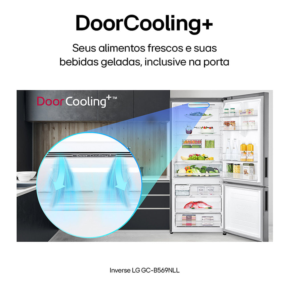 Geladeira Smart LG Frost Free Inverter 451L Inverse Cor Inox Look