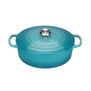 Panela Oval Signature 31 cm Azul Caribe Le Creuset