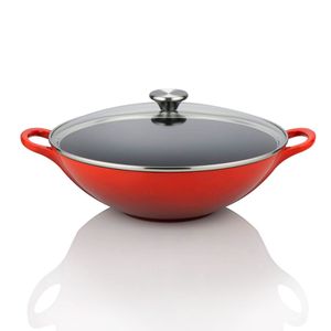 Wok Signature Tampa de Vidro 32 cm Vermelho Le Creuset