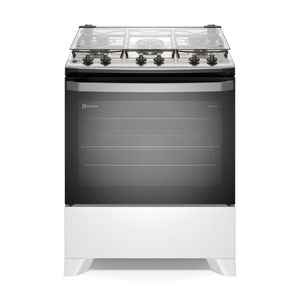 Fogão 5 bocas Electrolux Branco Efficient com Mesa Inox, PerfectCook e VaporBake (FE5IB)