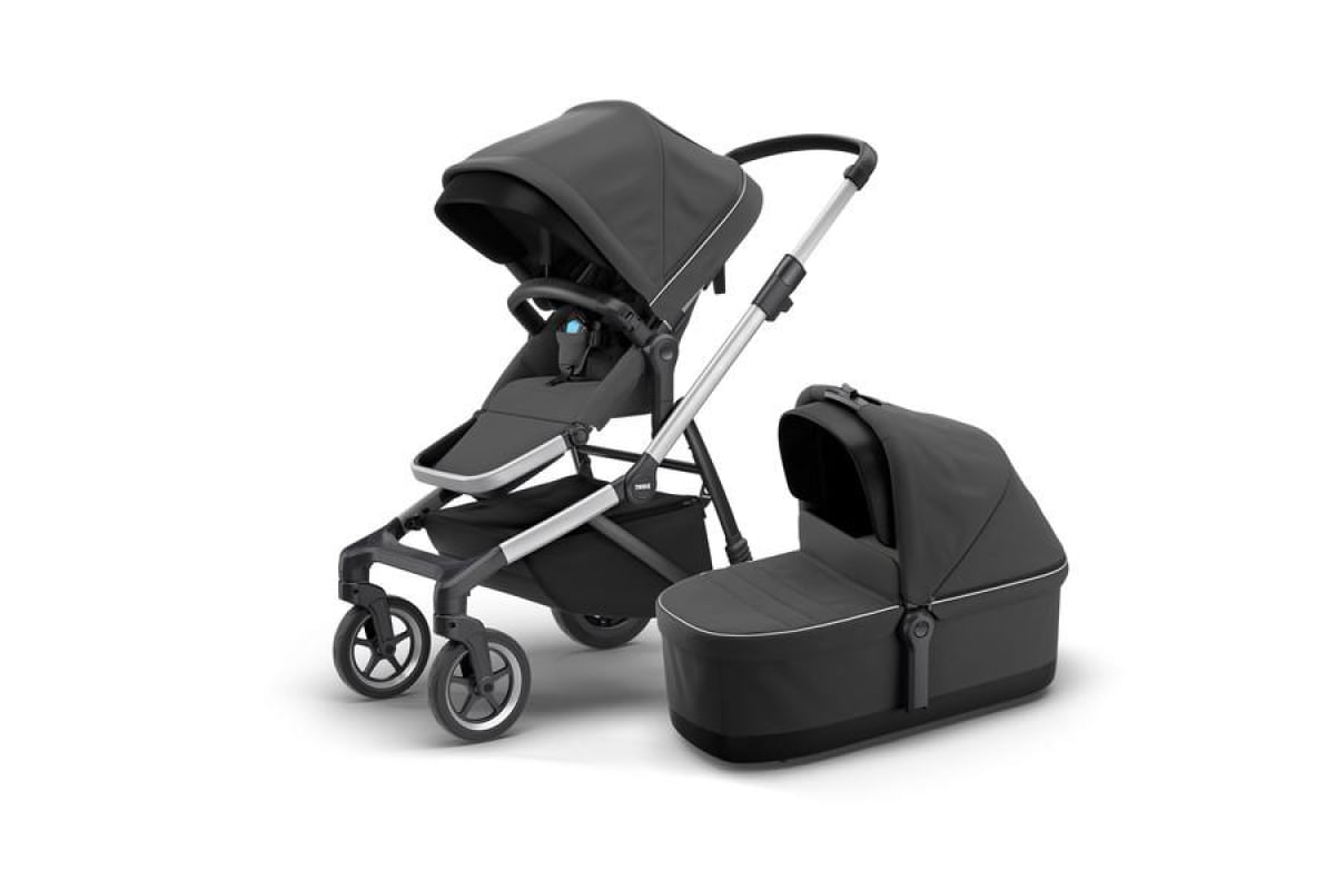 Carrinho de Bebe Thule Sleek + Moisés Cinza