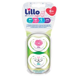 Kit 2 Chupetas Bico de Silicone Design Selfie 6m+ Rosa Lillo