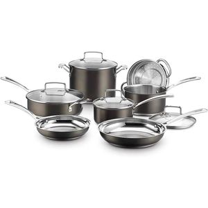 CONJUNTO CUISINART DE PANELAS EM AÇO INOX 11 PEÇAS PRETO BSC7-11