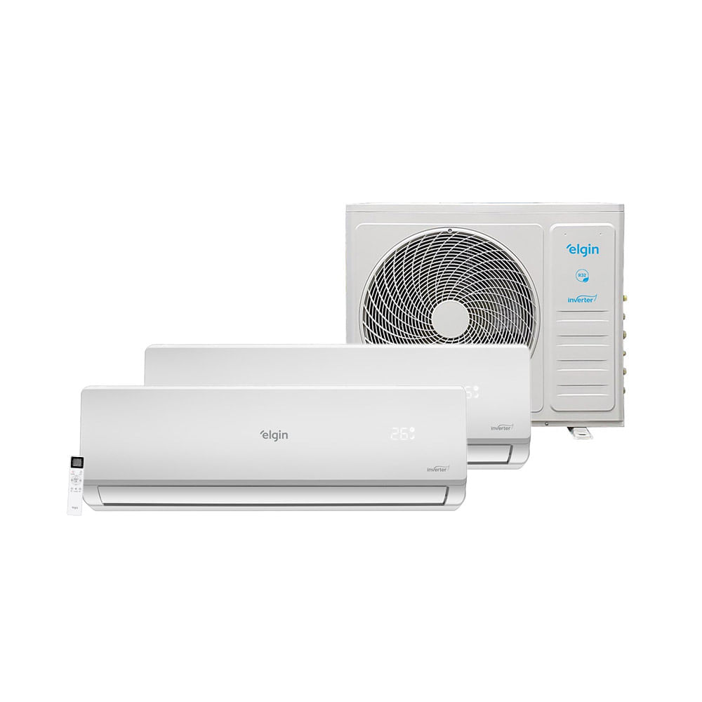 Ar Condicionado Bi Split Hi Wall Inverter Elgin Plus 2x12000 BTU/h Quente e Frio 45MTQE18C2CB – 220 Volts 220 Menor preço em Ar Condicionado Bi Split Hi Wall Inverter Elgin Plus 2x12000 BTU/h Quente e Frio 45MTQE18C2CB – 220 Volts 220