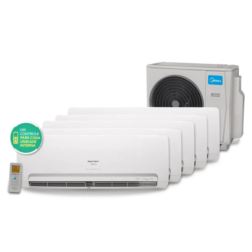 Ar Condicionado Multisplit Penta 45000 Btu(5x9000) Quente/frio - Inverter - Springer Midea - 220v - 42agma09m5 / 38mbpa42m5 Ar Condicionado Multisplit Penta 45000 Btu(5x9000) Quente/frio - Inverter - Springer Midea - 220v - 42agma09m5 / 38mbpa42m5