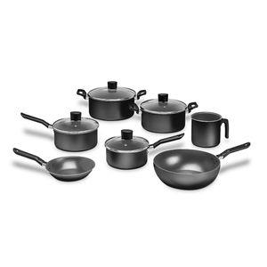 Jogo de Panelas Brinox Antiaderente Pro-Flon 7 Peças Ebony Preto