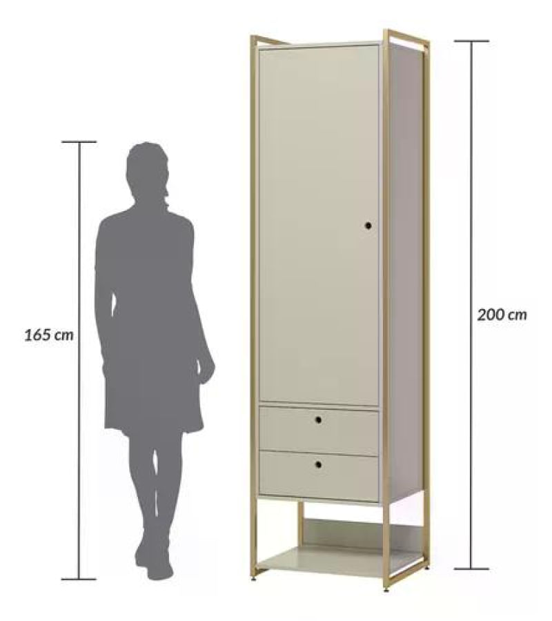 Closet Industrial Olivar 1 Porta 2 Gavetas 54cm Pinus - Olivar