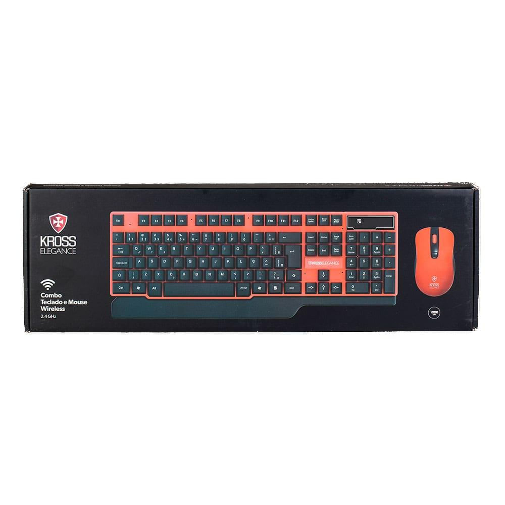 Kit Teclado e Mouse s/ Fio Kross Vermelho e Preto KE-KM553V1