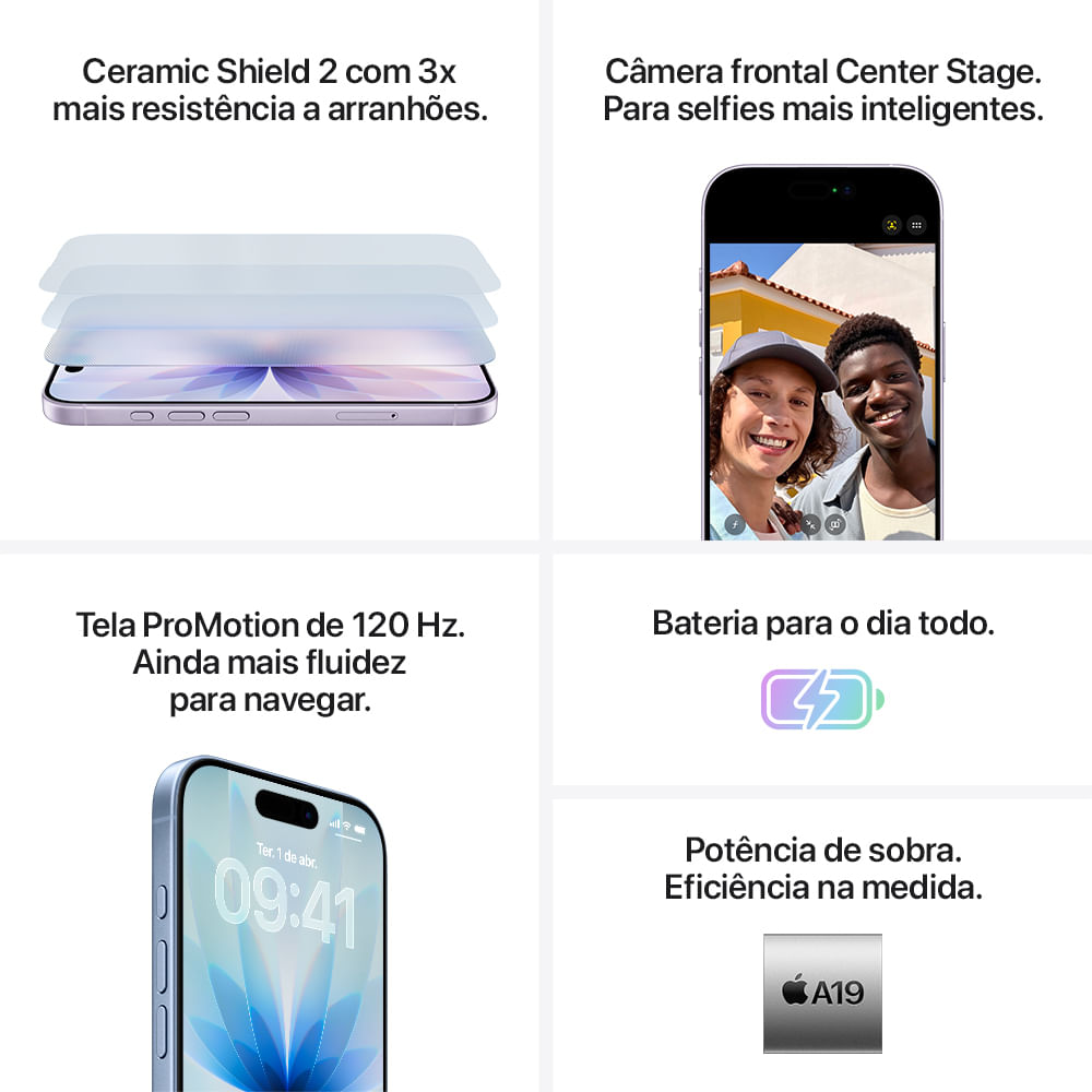 iPhone 17 Apple (256GB) Preto, Tela de 6,3