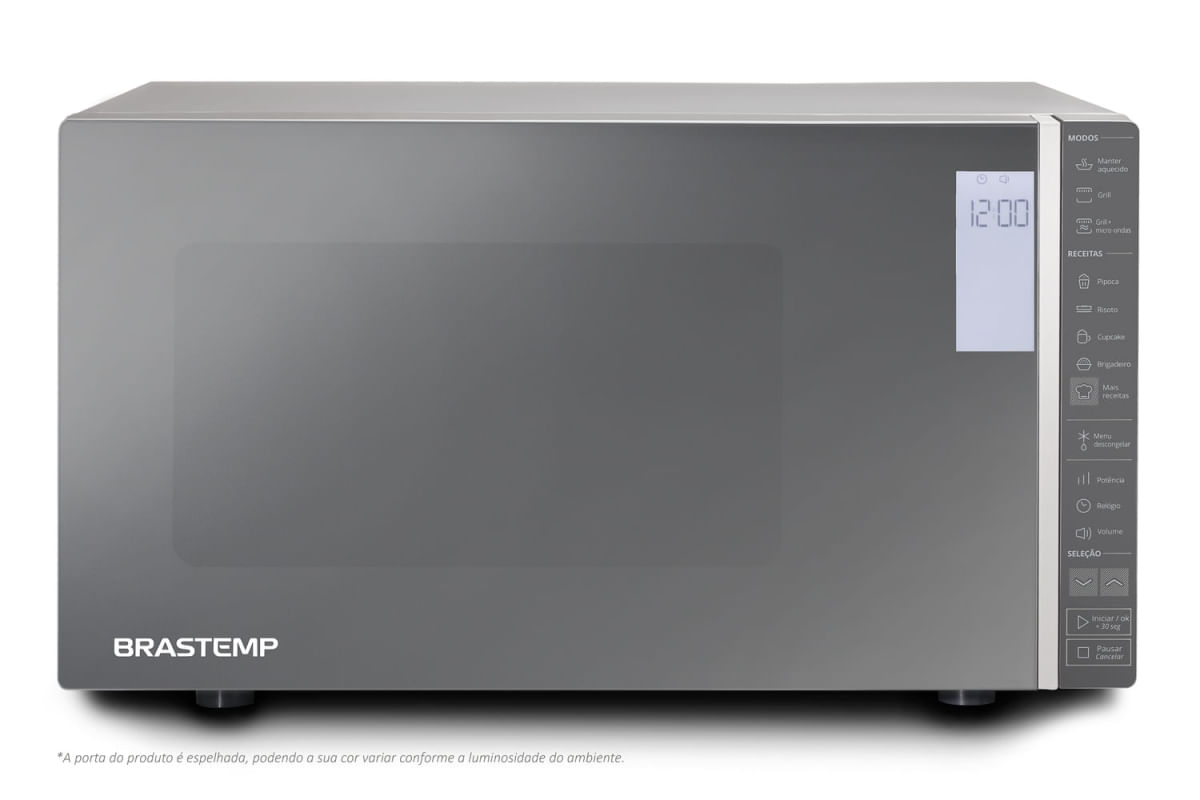 Micro-ondas Brastemp 32 Litros cor Inox Espelhado com Grill e Painel Integrado - BMG45AR