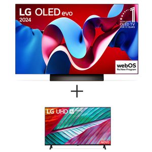 Smart TV LG OLED Evo 83" Polegadas OLED83C4, Processador α9 Ger7 AI + Smart TV LG LCD 43" UHD ThinQ AI 43UR7800PSA