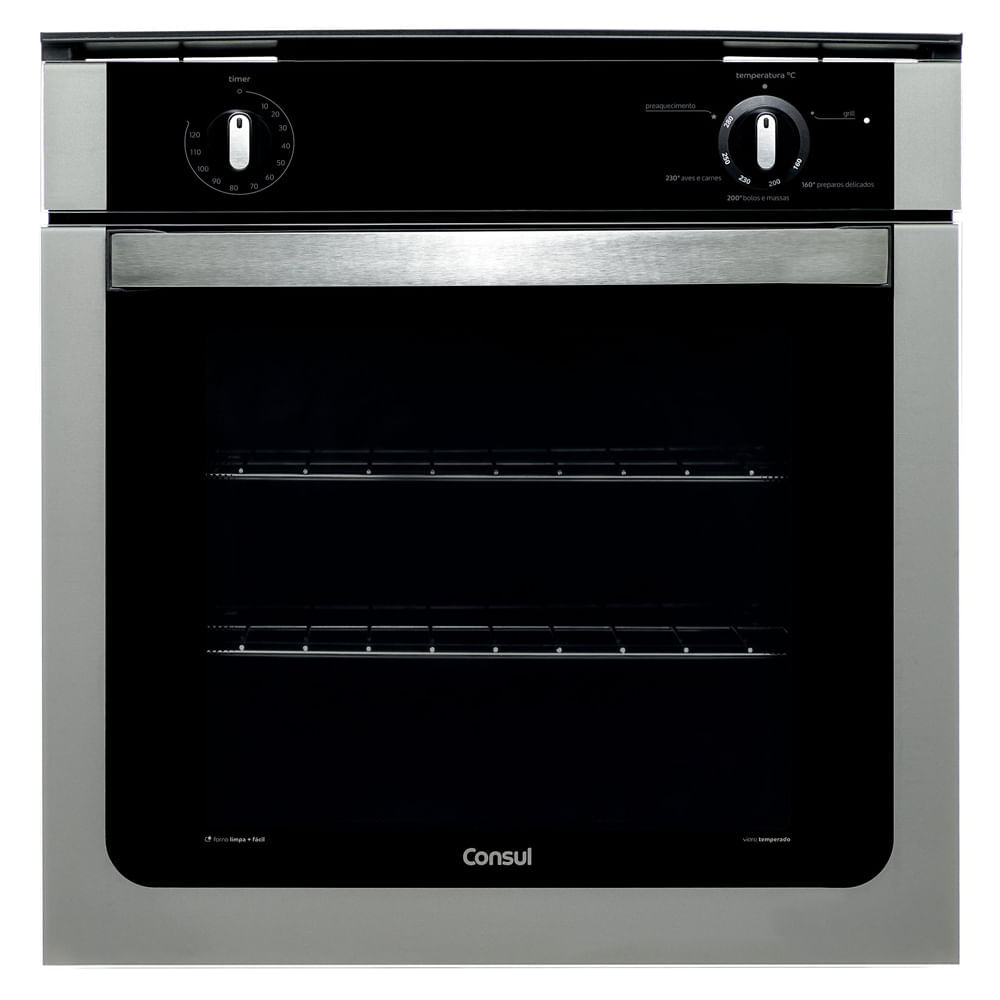 Forno de embutir a gás Consul 78 litros Prata com grill e timer sonoro - COA84BR 220