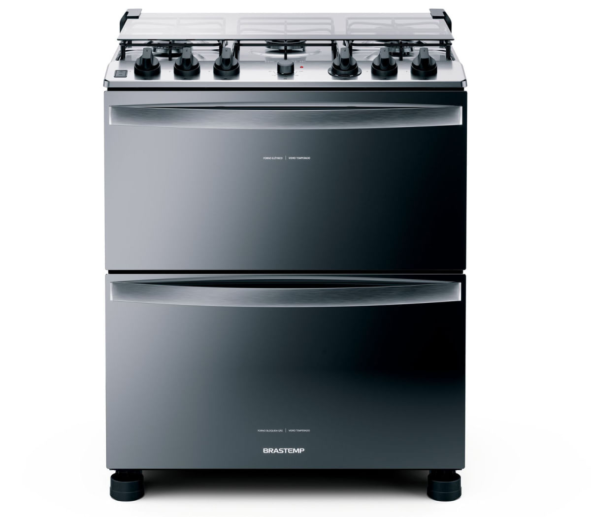 Fogão Brastemp 5 Bocas Duplo Forno Cor Inox Com Botões Removíveis E Exclusivo Aro Protetor - BFD5NCR 220