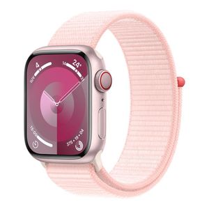 Apple Watch Series 9 (GPS + Cellular 41 mm) Caixa de Alumínio Rosa, Pulseira Loop Esportiva Rosa-clara