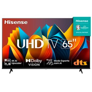 Smart TV Hisense UHD 4K DLED 65" Polegadas 65A6K com Sleep Timer, Entrada HDMI e Wi-Fi