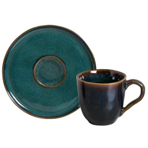 Conjunto com 06 Xícaras De Café com 6 Pires Bio Oceano 120ml Azul - Porto Brasil