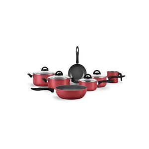 Jogo de Panelas Brinox Antiaderente Pro-Flon 7 Peças Chilli Vermelho Cereja