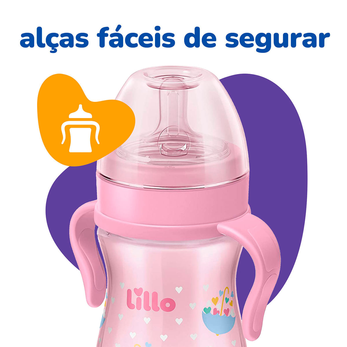 Mamadeira com Alça Super Evolution 240ml Rosa - Lillo | Fastshop